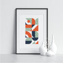 Red and Blue Irregular Shapes - Printers Mews