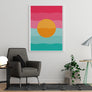 Yellow Circle With Blue and Pink Background - Printers Mews