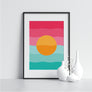 Yellow Circle With Blue and Pink Background - Printers Mews