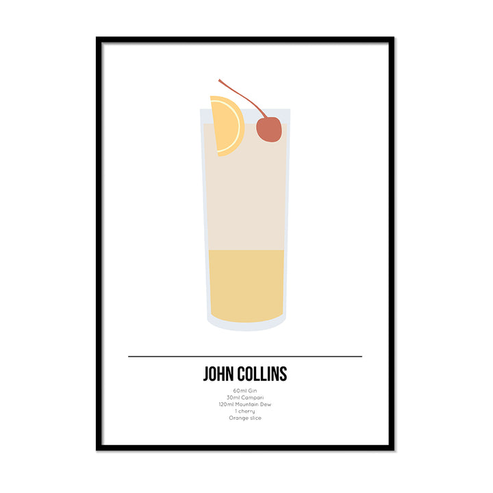 John Collins Cocktail Poster - Printers Mews