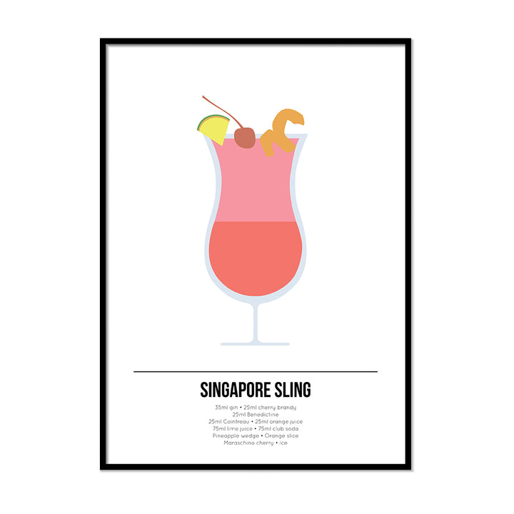 Singapore Sling Cocktail Print - Printers Mews