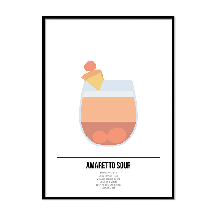 Amaretto Sour Cocktail Poster - Printers Mews