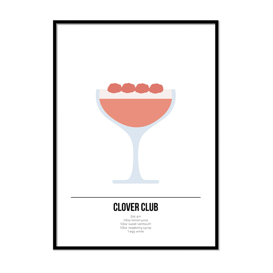 Clover Club Cocktail Poster - Printers Mews