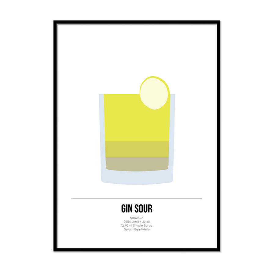 Gin Sour Cocktail Poster - Printers Mews