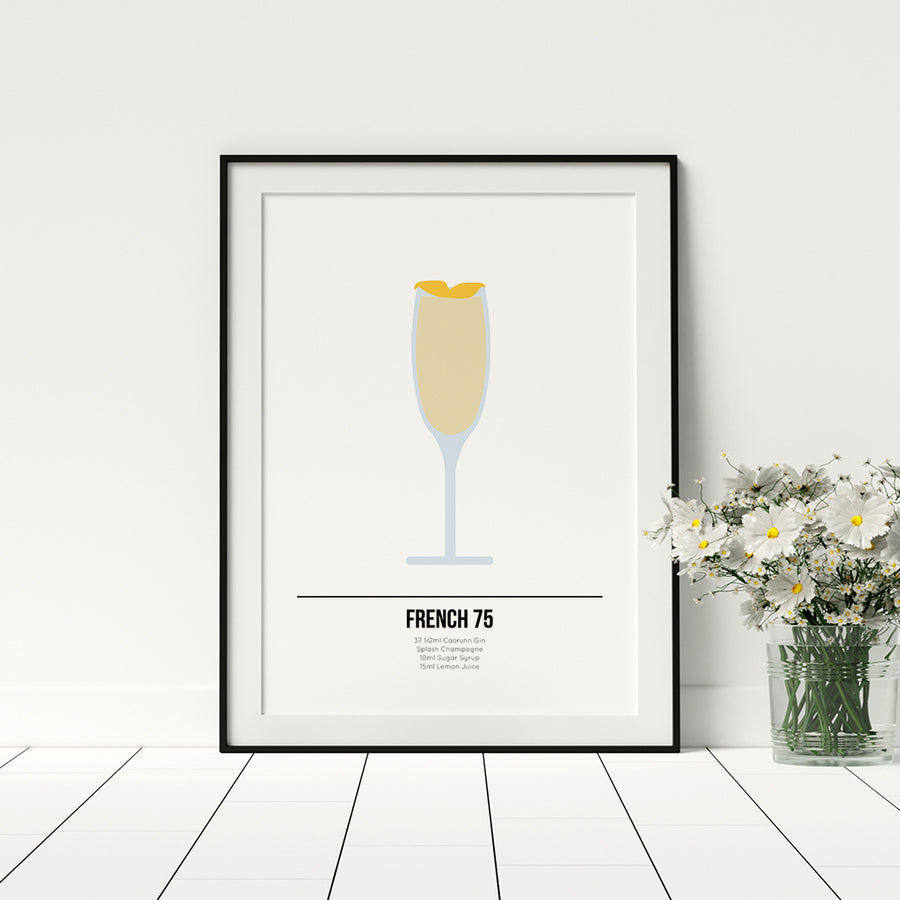 French 75 Cocktail Poster - Printers Mews
