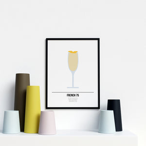 French 75 Cocktail Poster - Printers Mews