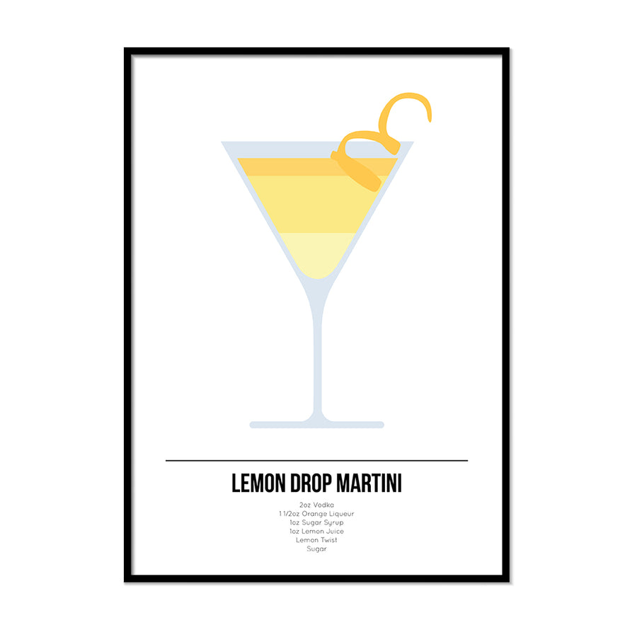 Lemon Drop Martini Cocktail Print - Printers Mews