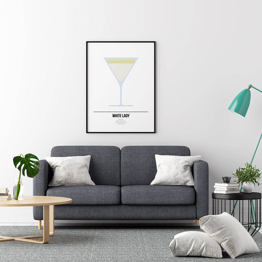 White Lady Cocktail Poster - Printers Mews