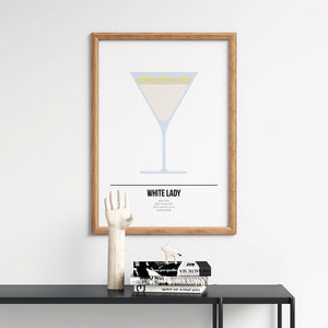 White Lady Cocktail Poster - Printers Mews