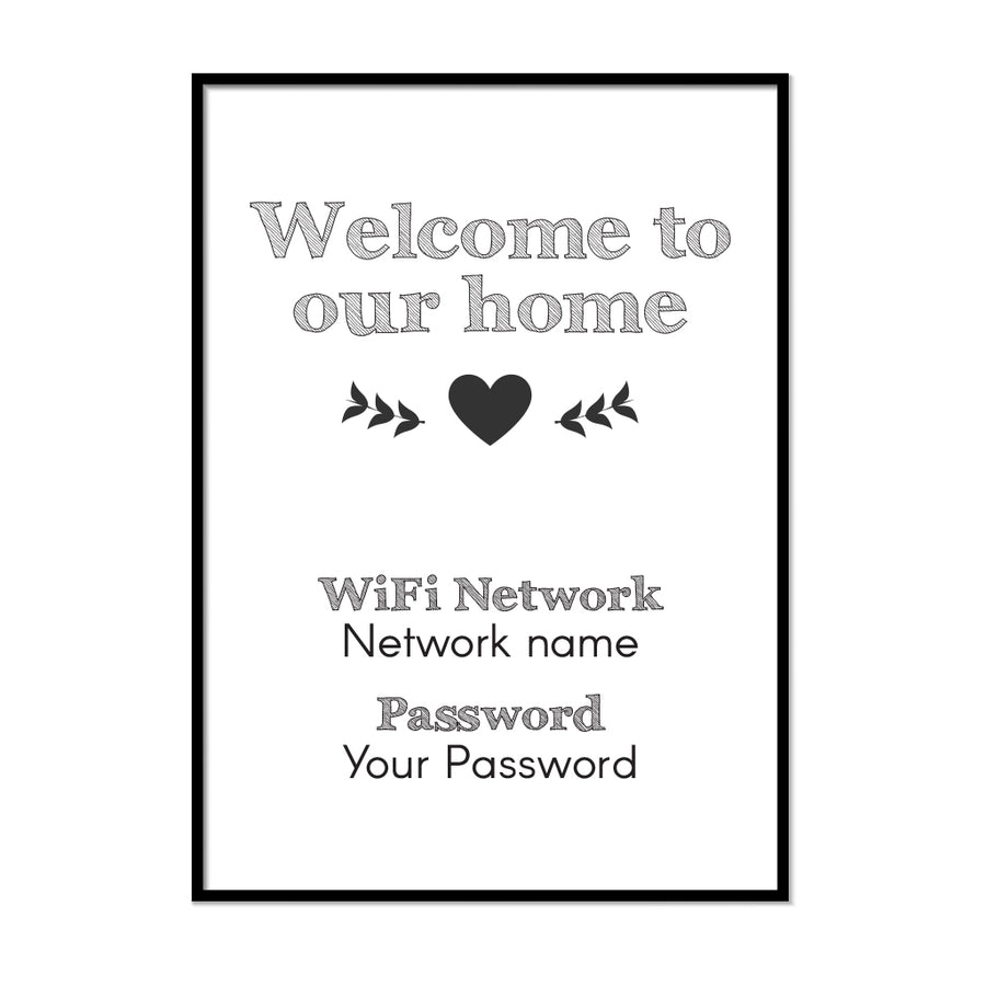 Custom WiFi Network and Password Sign