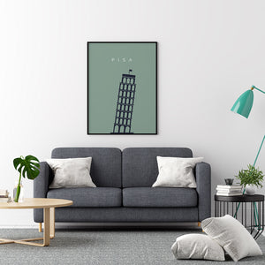 Leaning Tower Of Pisa Minimalistic Travel Poster - Printers Mews