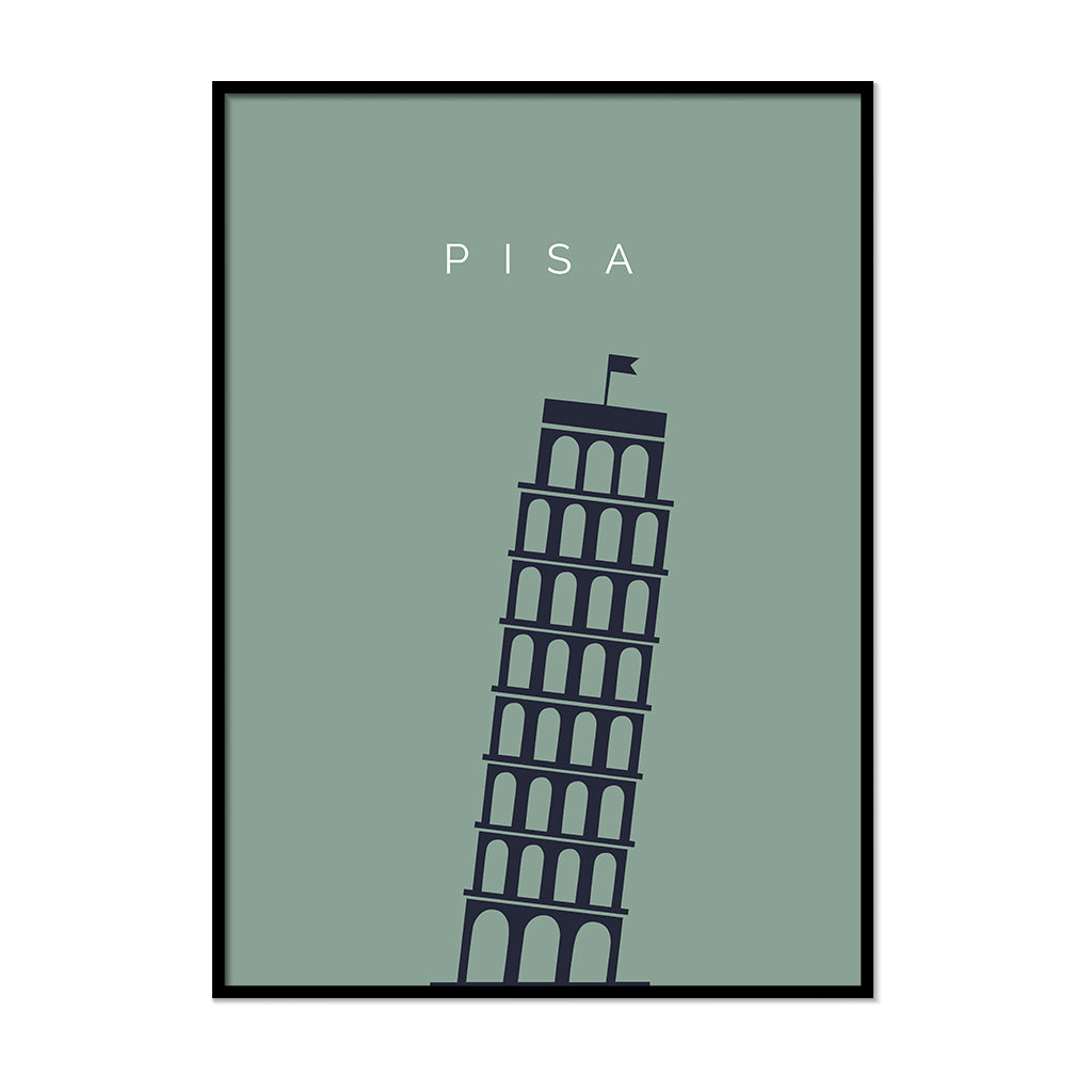 Leaning Tower Of Pisa Minimalistic Travel Poster | Printers Mews