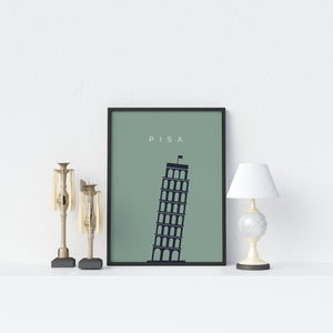 Leaning Tower Of Pisa Minimalistic Travel Poster - Printers Mews