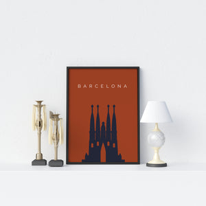 Barcelona Sagrada Familia Minimalistic Poster - Printers Mews