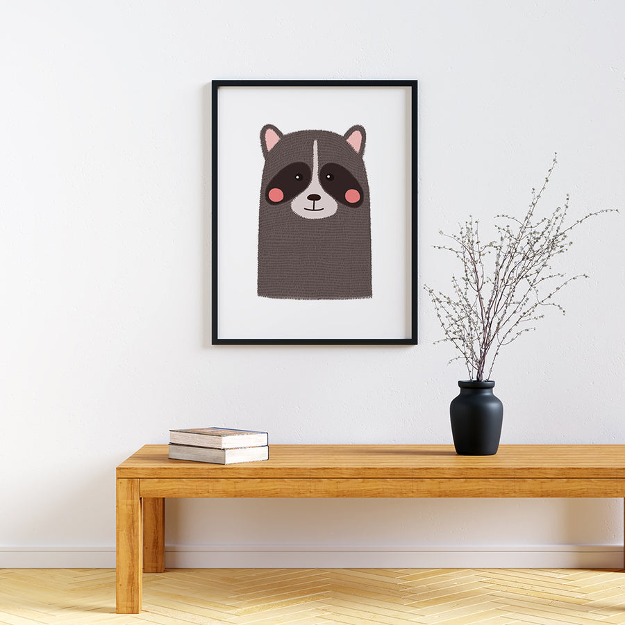 Baby Animal framed prints Raccoon