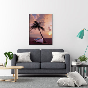 Palm Tree Boat Sunset - Printers Mews
