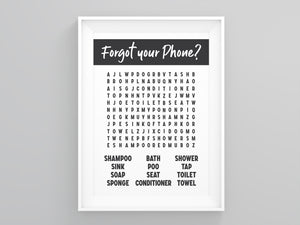 Forget Your Phone (Game) Kids Bathroom Prints Wall Art
