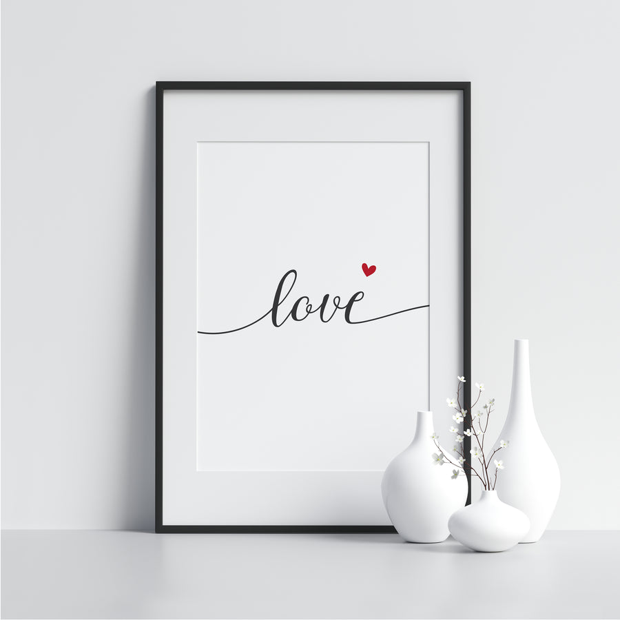 Love Script Red Heart - Printers Mews