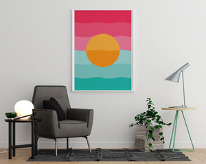 Yellow Circle With Blue and Pink Background - Printers Mews