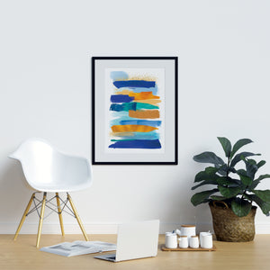 Blue and Yellow Watercolor Strokes - Printers Mews