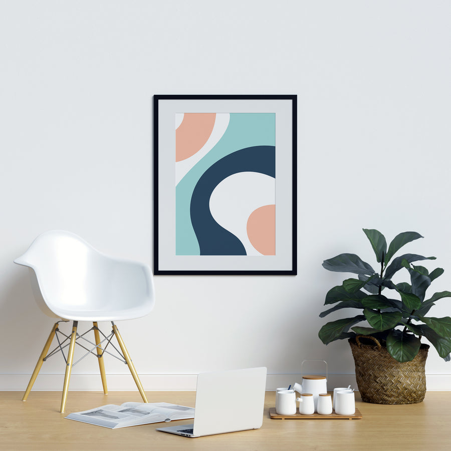 Irregular White Blue and Pink Shapes - Printers Mews