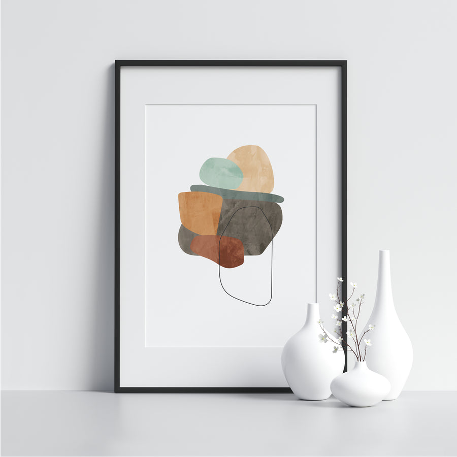 Irregular Stone Color Shapes With Line - Printers Mews