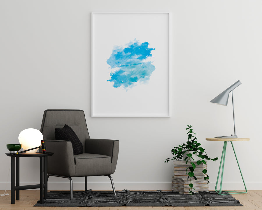 Blue Watercolor Cloud Shape - Printers Mews