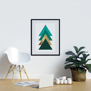 Green and Gold Triangles Lined Up - Printers Mews