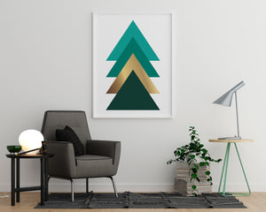 Green and Gold Triangles Lined Up - Printers Mews