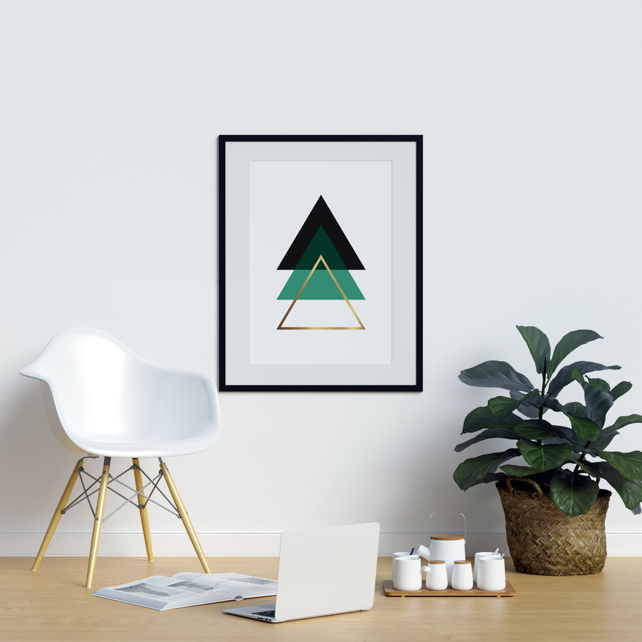 Green Black and Gold Triangles - Printers Mews