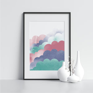 Blue and Pink Clouds With Sun - Printers Mews