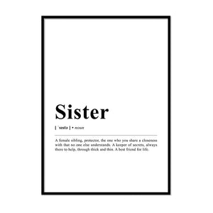 Sister Definition Wall Print