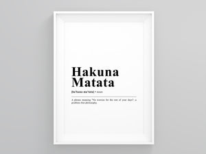Hakuna Matata Definition Poster