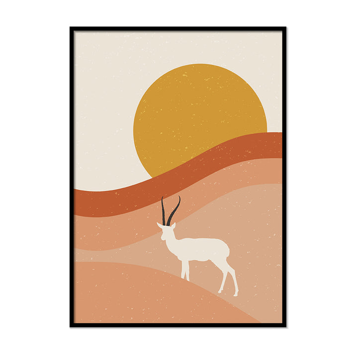 Burnt Orange Sunset Goat Poster | Printers Mews
