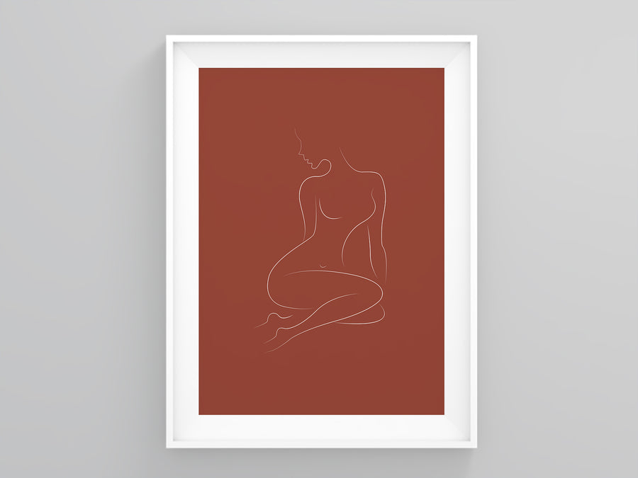 Female Form Burnt Orange Art Print | Printers Mews