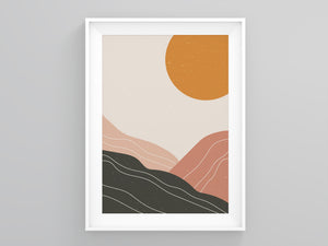 Minimalistic Terracotta Sunset Orange Poster | Printers Mews