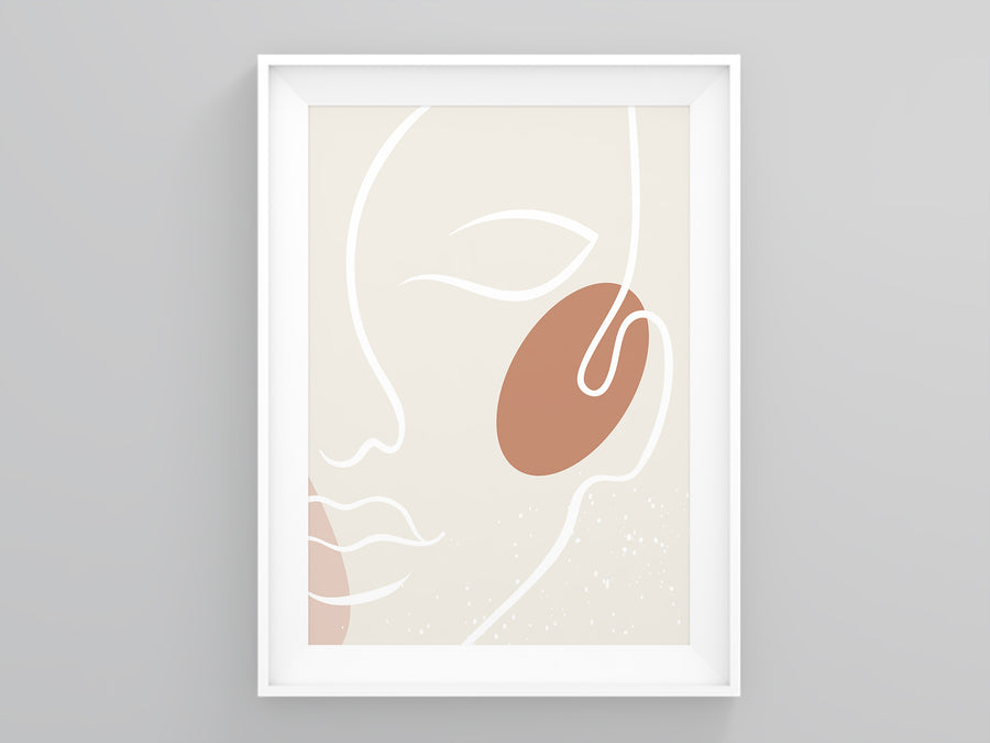 Terracotta Abstract Face Neutral Colors Wall Art | Printers Mews