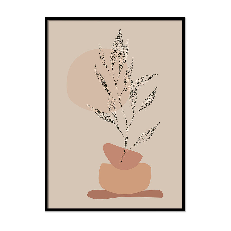 Dotted Plant Beige Neutral Colors Wall Art | Printers Mews